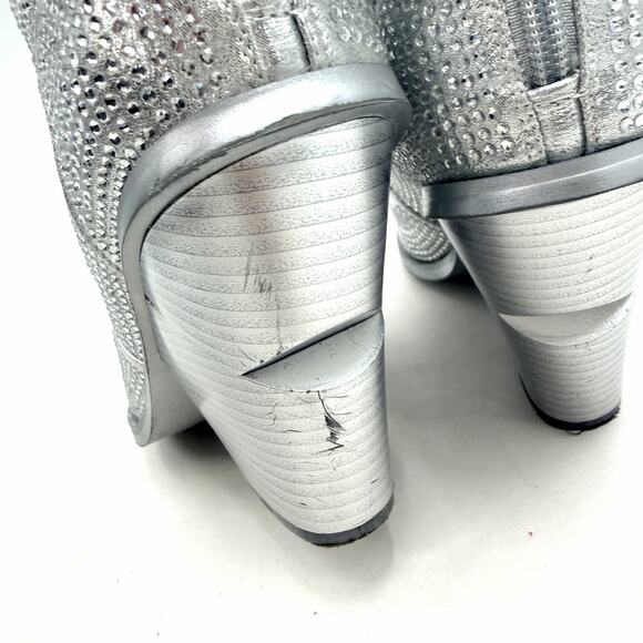 Azalea Wang Soulard Silver Rhinestone Bling Cowgirl Western Boots Womens 8.5 - Picture 7 of 12